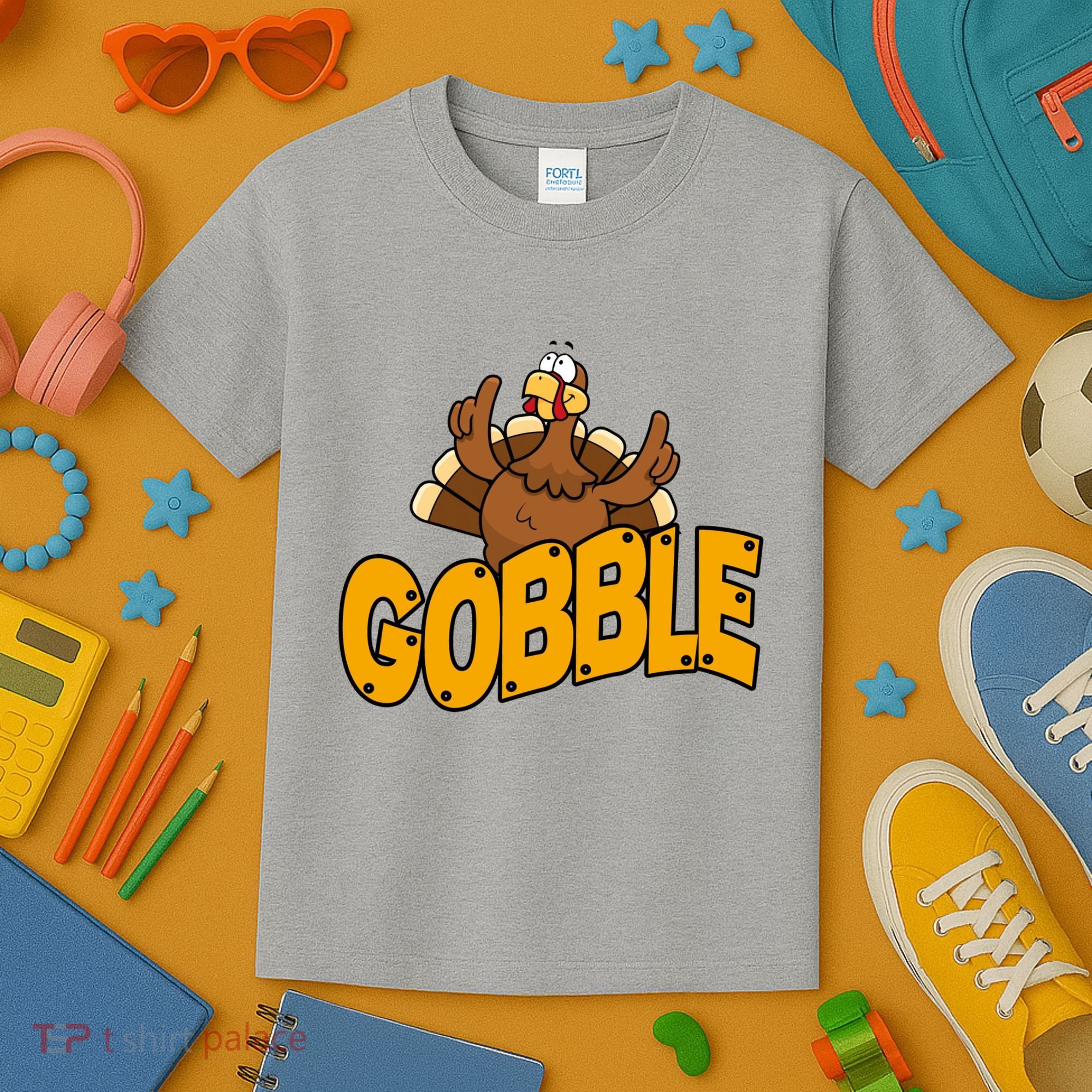 Gobble Turkey Thanksgiving Holiday Kids T-Shirt