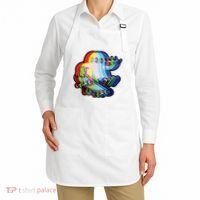 Ghost Trippy Vaporwave Halloween Techno Rave Edm Music Party Apron thumb 2