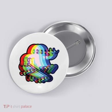 Ghost Trippy Vaporwave Halloween Techno Rave Edm Music Party Button
