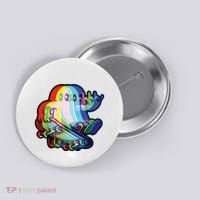 Ghost Trippy Vaporwave Halloween Techno Rave Edm Music Party Button thumb 0