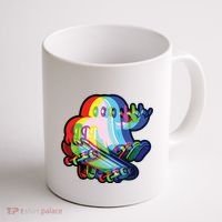 Ghost Trippy Vaporwave Halloween Techno Rave Edm Music Party Coffee Mug thumb 1