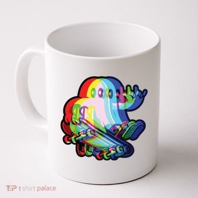 Ghost Trippy Vaporwave Halloween Techno Rave Edm Music Party Coffee Mug