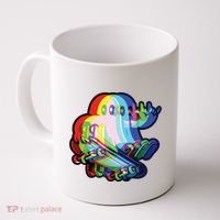 Ghost Trippy Vaporwave Halloween Techno Rave Edm Music Party Coffee Mug thumb 0