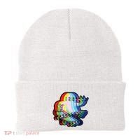 Ghost Trippy Vaporwave Halloween Techno Rave Edm Music Party Beanie thumb 0