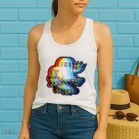 Ghost Trippy Vaporwave Halloween Techno Rave Edm Music Party Women's Tank Top thumb 2