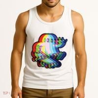 Ghost Trippy Vaporwave Halloween Techno Rave Edm Music Party Tank Top thumb 3