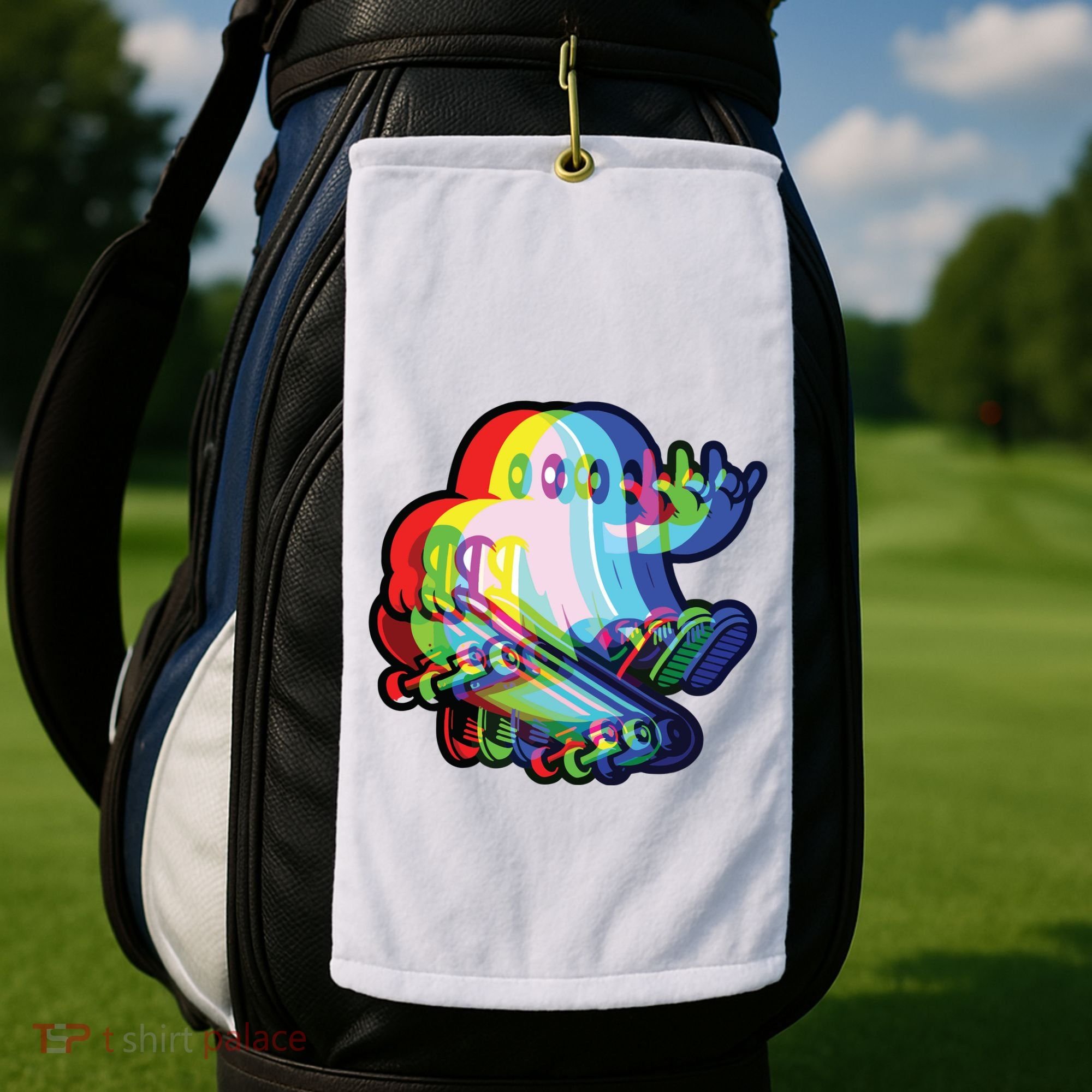 Ghost Trippy Vaporwave Halloween Techno Rave Edm Music Party Golf Towel