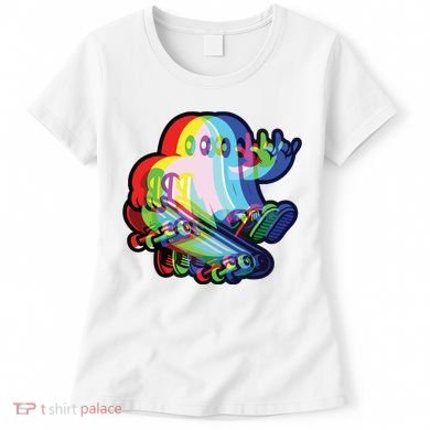Ghost Trippy Vaporwave Halloween Techno Rave Edm Music Party Women's T-Shirt