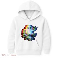 Ghost Trippy Vaporwave Halloween Techno Rave Edm Music Party Kids Hoodie thumb 0