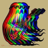Ghost Trippy Vaporwave Electric Guitar Halloween Rock Music T-Shirt thumb 7
