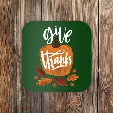 Give Thanks Vintage Fall Thanksgiving Coaster