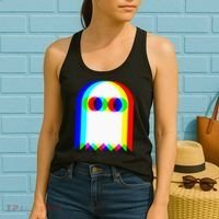 Ghost Trippy Vaporwave Halloween Techno Rave Edm Music Party Women's Tank Top thumb 2