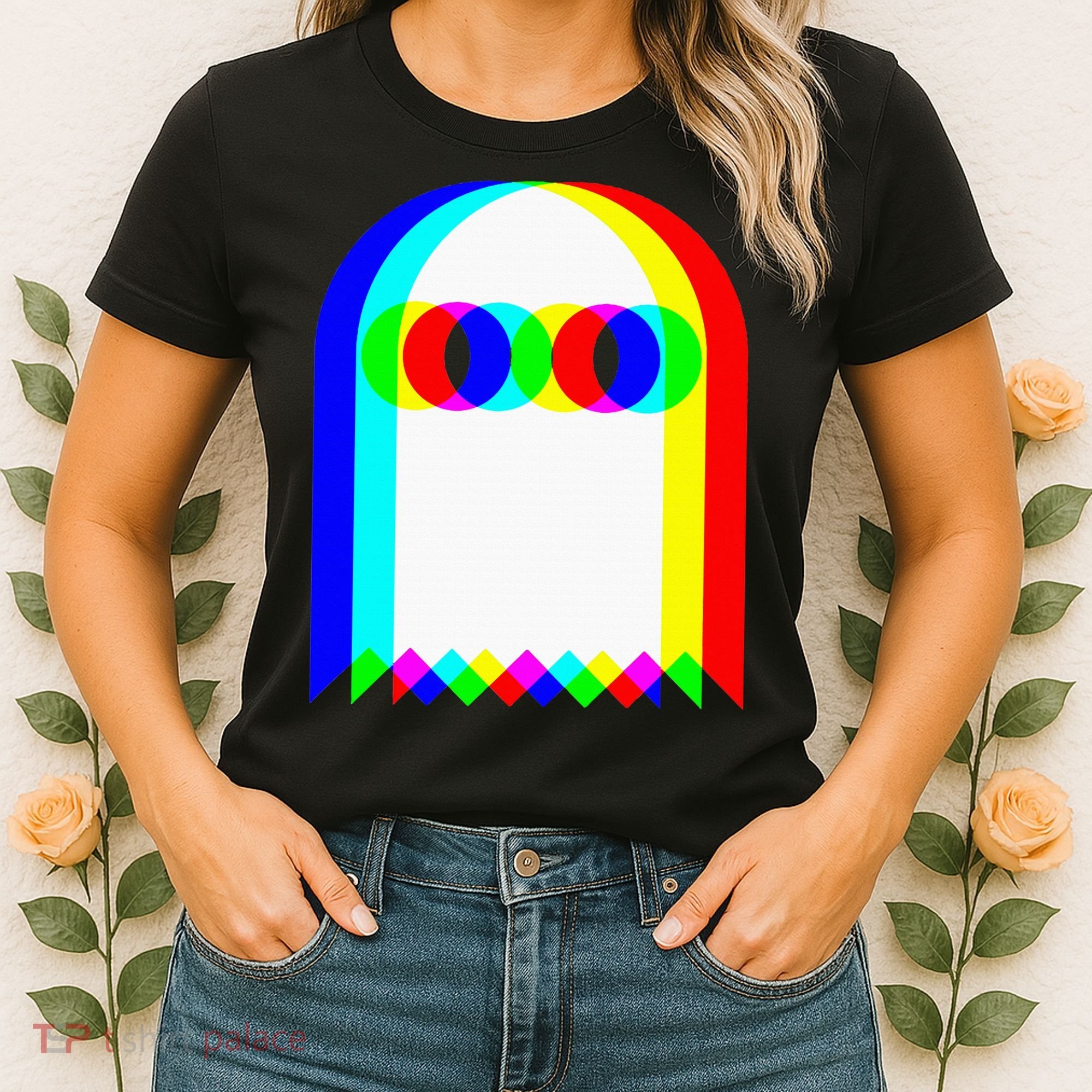 Ghost Trippy Vaporwave Halloween Techno Rave Edm Music Party Women's T-Shirt