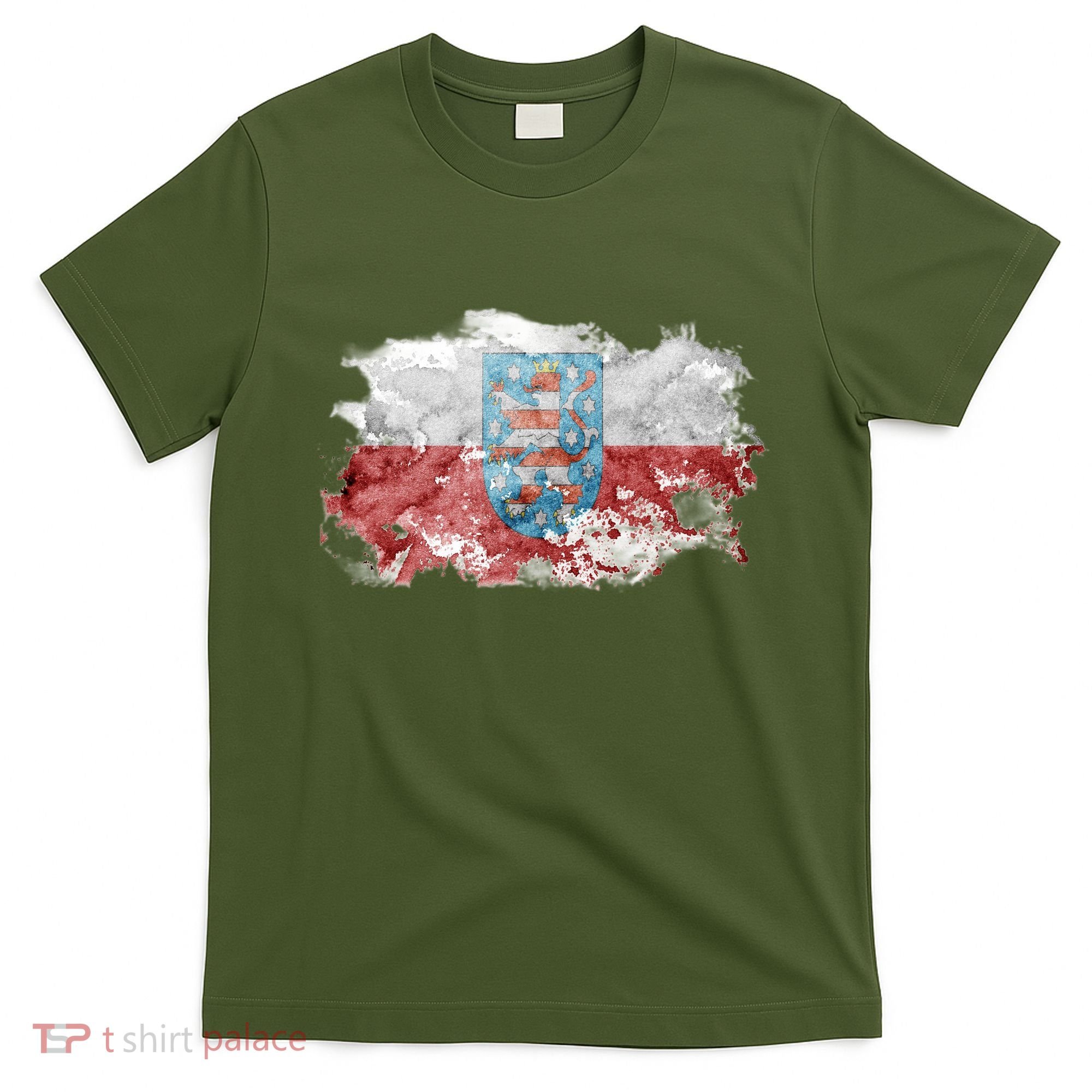 Geremany Thuringia Watercolor Painted State Flag T-Shirt