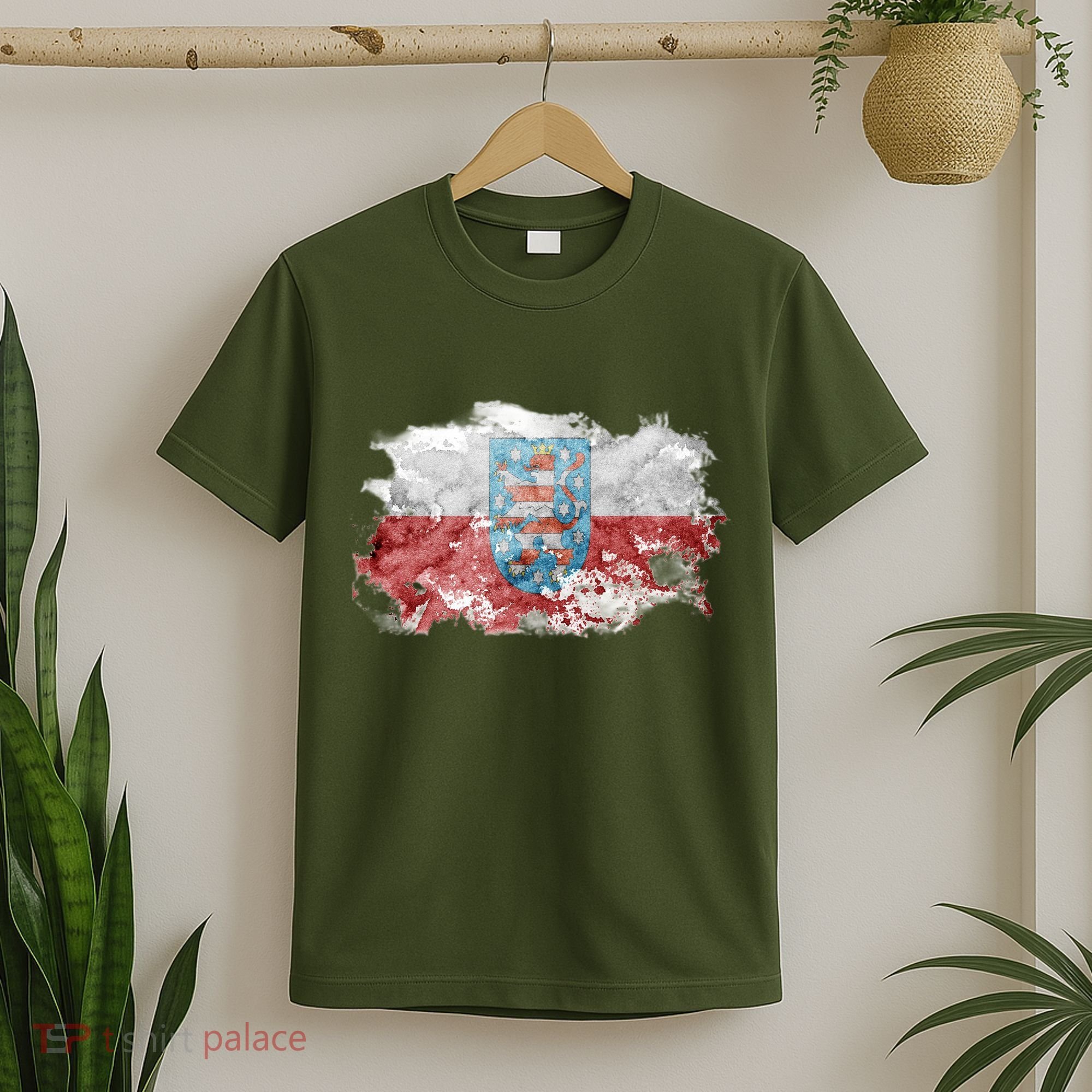 Geremany Thuringia Watercolor Painted State Flag T-Shirt