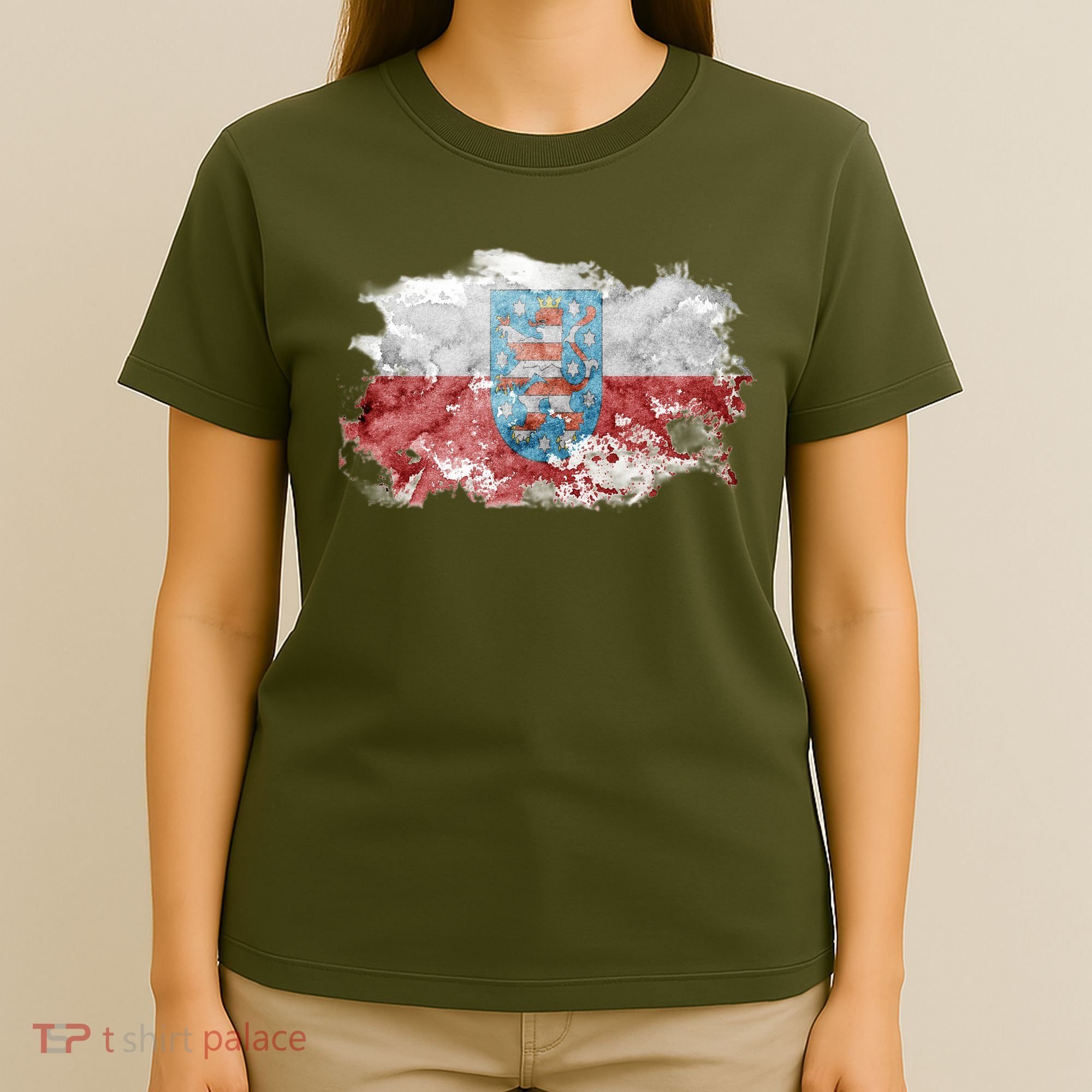 Geremany Thuringia Watercolor Painted State Flag T-Shirt