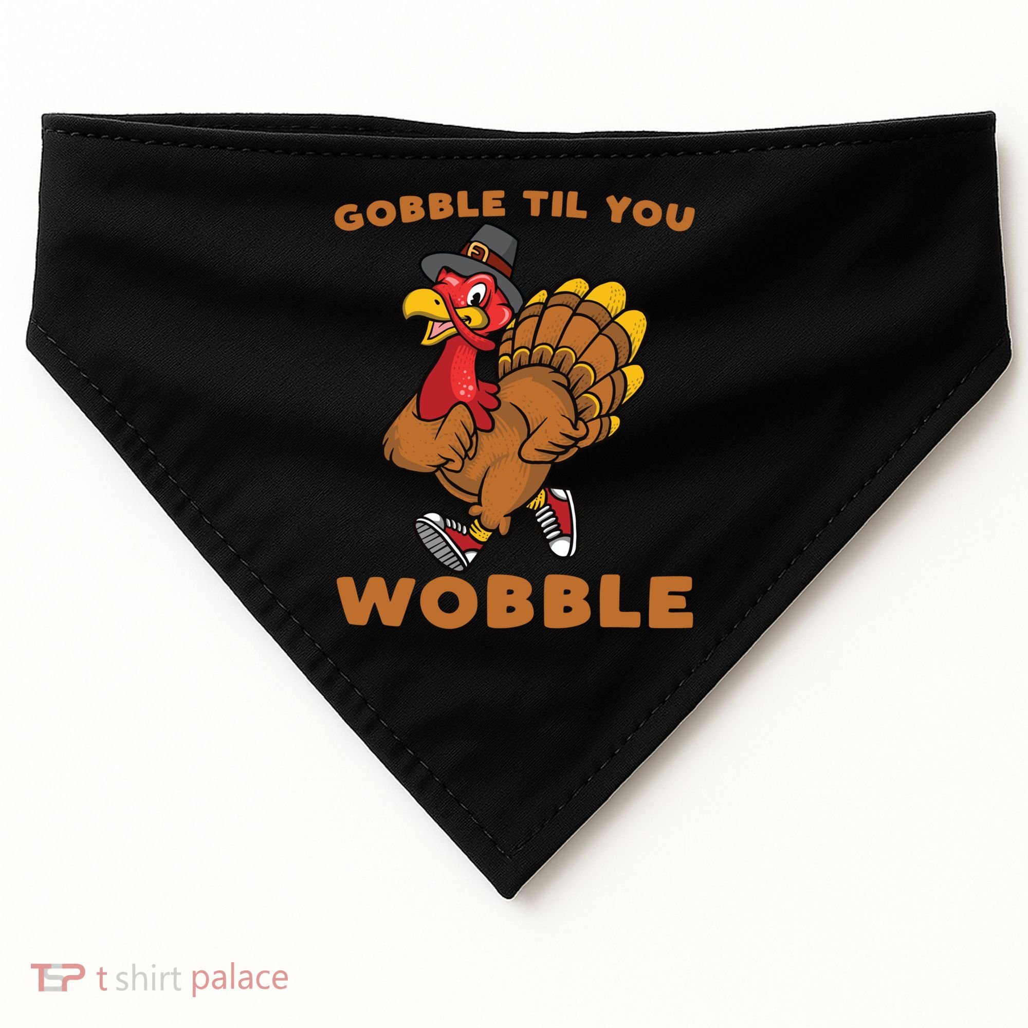 Gobble Til You Wobble Turkey Trot Thanksgiving Run Cute Funny Gift USA-Made Doggie Bandana