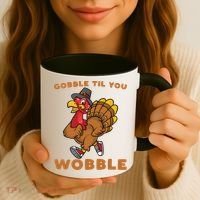 Gobble Til You Wobble Turkey Trot Thanksgiving Run Cute Funny Gift Coffee Mug thumb 3