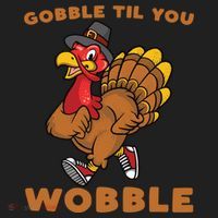Gobble Til You Wobble Turkey Trot Thanksgiving Run Cute Funny Gift Beanie thumb 2