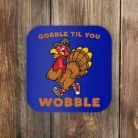 Gobble Til You Wobble Turkey Trot Thanksgiving Run Cute Funny Gift Coaster thumb 0