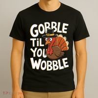 Gobble Til You Wobble Gobble Gobble Thanksgiving Day T-Shirt thumb 3