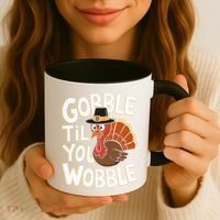 Gobble Til You Wobble Gobble Gobble Thanksgiving Day Coffee Mug thumb 3