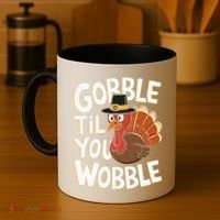 Gobble Til You Wobble Gobble Gobble Thanksgiving Day Coffee Mug thumb 4
