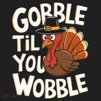 Gobble Til You Wobble Gobble Gobble Thanksgiving Day Beanie thumb 2