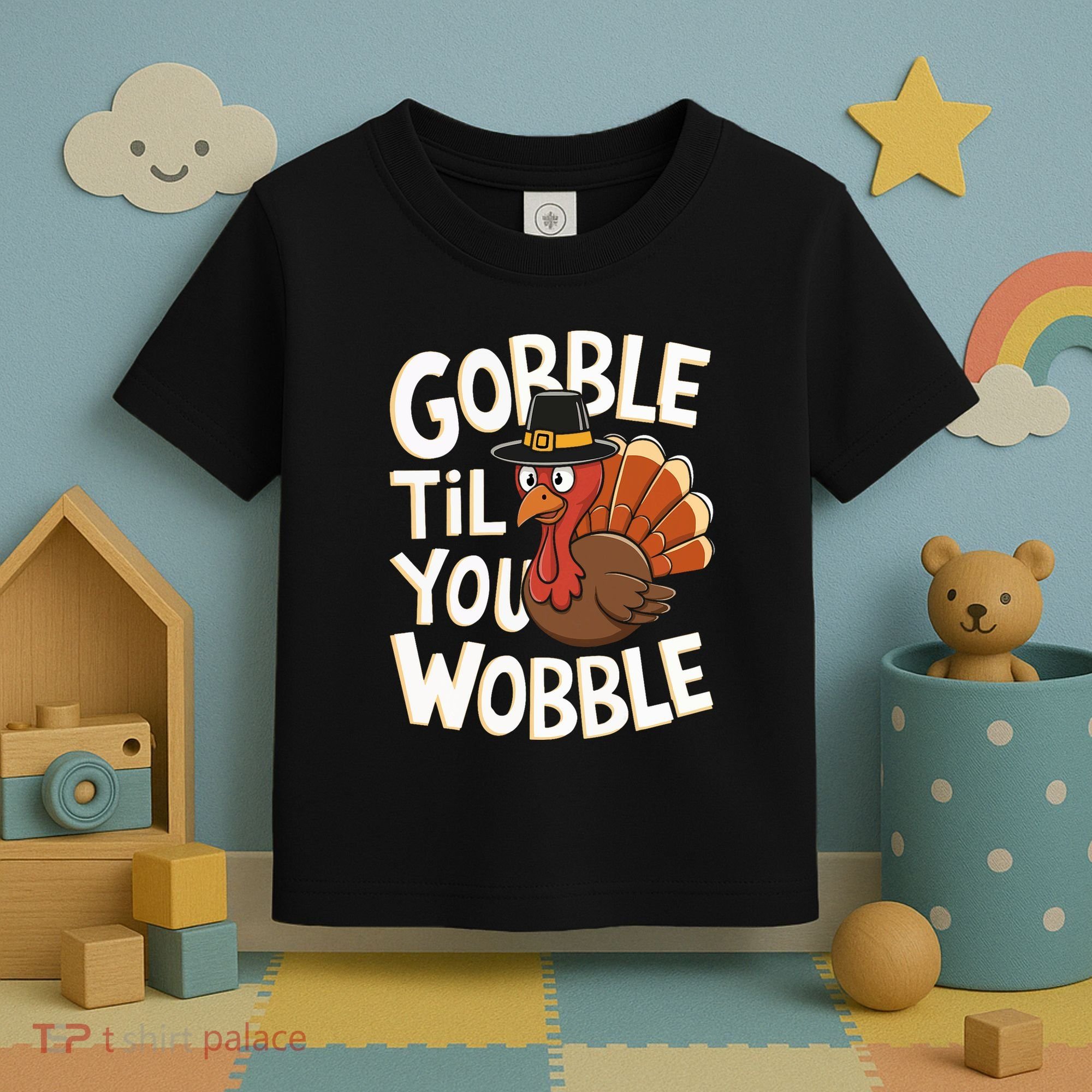 Gobble Til You Wobble Gobble Gobble Thanksgiving Day Toddler T-Shirt