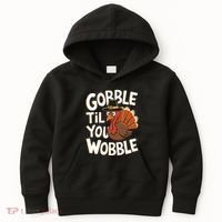 Gobble Til You Wobble Gobble Gobble Thanksgiving Day Kids Hoodie thumb 0
