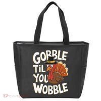 Gobble Til You Wobble Gobble Gobble Thanksgiving Day Tote Bag thumb 0