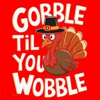 Gobble Til You Wobble Gobble Gobble Thanksgiving Day Santa Hat thumb 1
