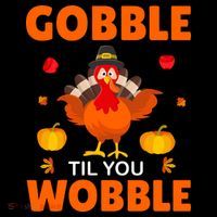 Gobble Til You Wobble Funny Thanksgiving Women's Hoodie thumb 2