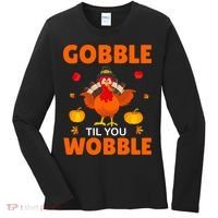 Gobble Til You Wobble Funny Thanksgiving Women's Long Sleeve Shirt thumb 0