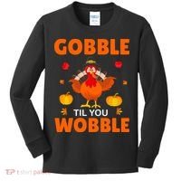 Gobble Til You Wobble Funny Thanksgiving Kids Long Sleeve Shirt thumb 0