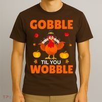 Gobble Til You Wobble Funny Thanksgiving T-Shirt thumb 3