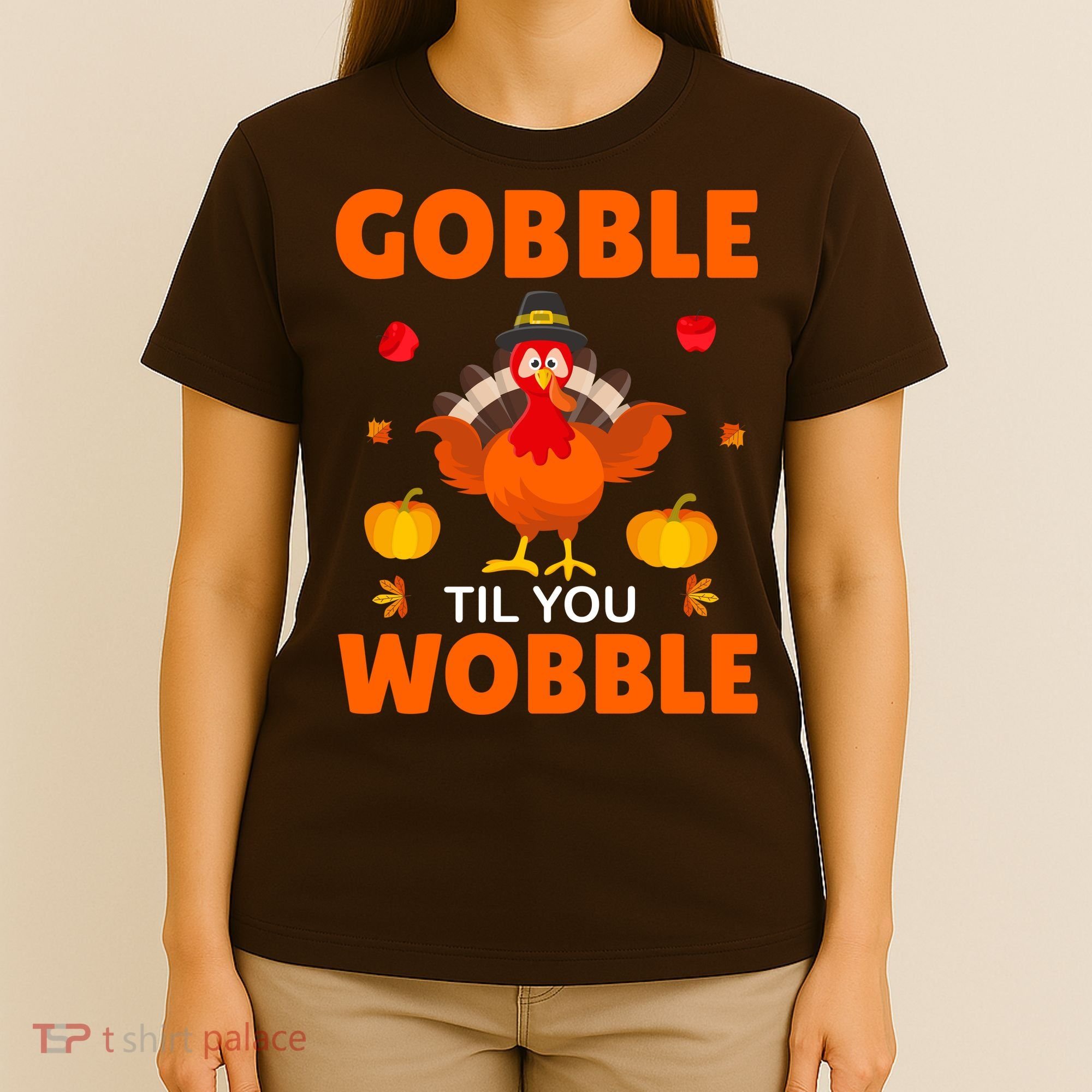 Gobble Til You Wobble Funny Thanksgiving T-Shirt