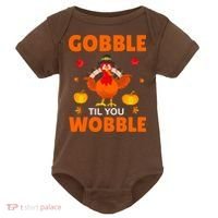 Gobble Til You Wobble Funny Thanksgiving Baby Bodysuit thumb 0