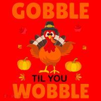 Gobble Til You Wobble Funny Thanksgiving Santa Hat thumb 1