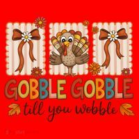 Gobble Till You Wobble Cute Funny Thanksigivng Santa Hat thumb 1