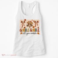 Gobble Till You Wobble Cute Funny Thanksigivng Women's Tank Top thumb 0