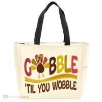 Gobble Til You Wobble Thanksgiving Funny Tote Bag thumb 0