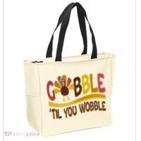 Gobble Til You Wobble Thanksgiving Funny Tote Bag thumb 2
