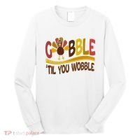 Gobble Til You Wobble Thanksgiving Funny Long Sleeve Shirt thumb 0