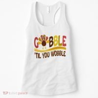 Gobble Til You Wobble Thanksgiving Funny Women's Tank Top thumb 0