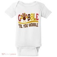 Gobble Til You Wobble Thanksgiving Funny Baby Bodysuit thumb 0