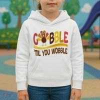 Gobble Til You Wobble Thanksgiving Funny Kids Hoodie thumb 3