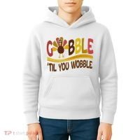 Gobble Til You Wobble Thanksgiving Funny Kids Hoodie thumb 4