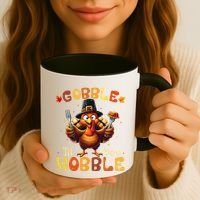 Gobble Til You Wobble Thanksgiving Turkey Gift Coffee Mug thumb 3