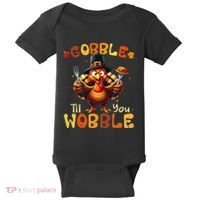 Gobble Til You Wobble Thanksgiving Turkey Gift Baby Bodysuit thumb 0